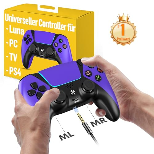 RUIXTIPAD Für Luna Controller, Bluetooth Gamepad für Fire TV Stick, Wireless Turbo Remote für Cloud Gaming mit ALPS Joysticks Ohne Drift, 2 Back Paddles, 1200mAh Aufladbar Akku, Lila