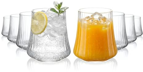 WUITOKI® Bicchieri acqua moderni, set da 8, 35cl, in cristallo, resistente, bicchieri succo