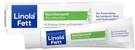 LinolaFett Nachtkerzenöl – 50 gr. pflanzliches Arzneimittel für trockene, raue Haut und bei Neurodermitis