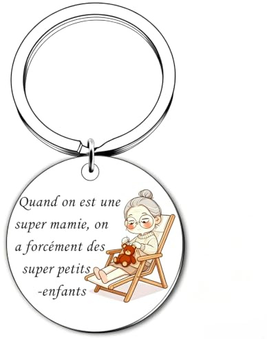 Vervebhy Mamie Porte Clef -Quand on est une super mamie, on a forcément des super petits-enfants- Grand Anniversaire Fete Des Meres Retraite Remerciement Cadeau
