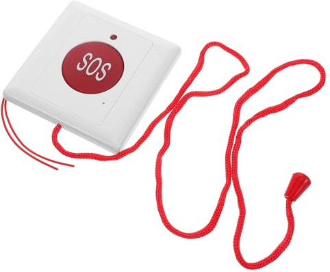OSOLADY Emergency Call Button for Elderly with User Friendly Design and Pull Cord, White Plastic Wall Mount Emergency Button Suitable for Outdoor and Travel Safety Use