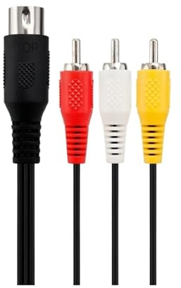 AANAN Cable Compuesto AV Compatible con Sega Genesis 1 / Mega Drive 1, Cable RCA Macho de 1,8 m a Macho DIN de 8 Pines for Consola clásica