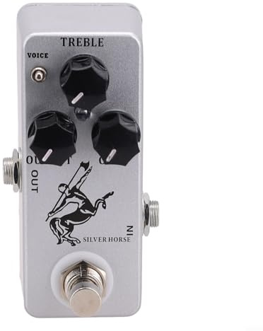 Guitar Overdrive Pedal, Silver Horse Clone Effect with Treble/Output/Gain Controls, True Bypass Metal Shell for Electric Guitar Boost, Compact Portable Design for Stage