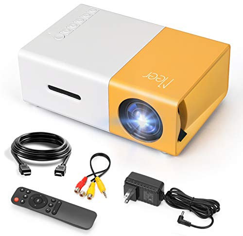 Vidéoprojecteur, Meer Mini Pico Portable LED LCD Projecteur Théâtre avec Entrée USB/SD/AV/HDMI pour Ordinateur, Ordinateurs Portables, PC, USB Disk,TV,de Film et de Jeu Vidéo, Camping