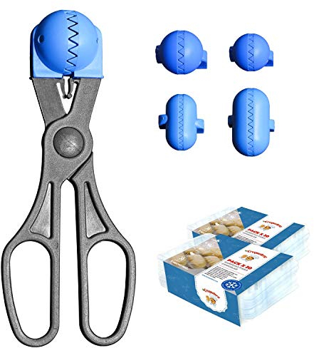 La Croquetera Pack- Utensilio multiusos color azul - 4 moldes intercambiables para masas + Pack 40 Bandejas conservación - 100% español : patentado y fabricado en España