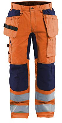 Blaklader Arbeitshose mit Stretch High Vis Orange/Marineblau Größe