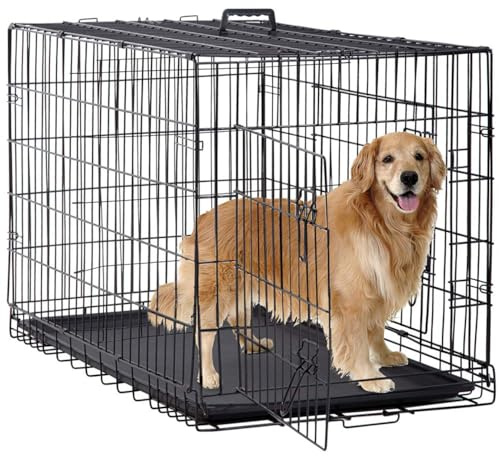 BestPet | Dog Crate | 48 | Black | Foldable Metal Kennel with Double Doors