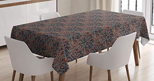 ABAKUHAUS orientalisch Tischdecke, Oriental Paisley-Motiv, Inn und Outdoor Bereich geeignet Waschbar Druck Klare Farben Kein Verblassen, 140 x 240 cm, Mehrfarbig