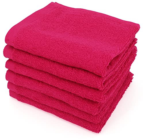 Lot de 6 Serviettes invité 30x50 cm Alpha Rose Fuschia