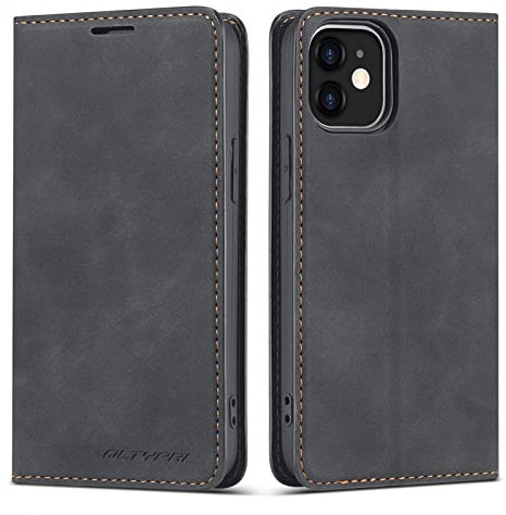 QLTYPRI Case for iPhone 11, Premium PU Leather Cover TPU Bumper with Card Holder Kickstand Hidden Magnetic Adsorption Shockproof Flip Wallet Case for iPhone 11 (6.1 inch) - Black