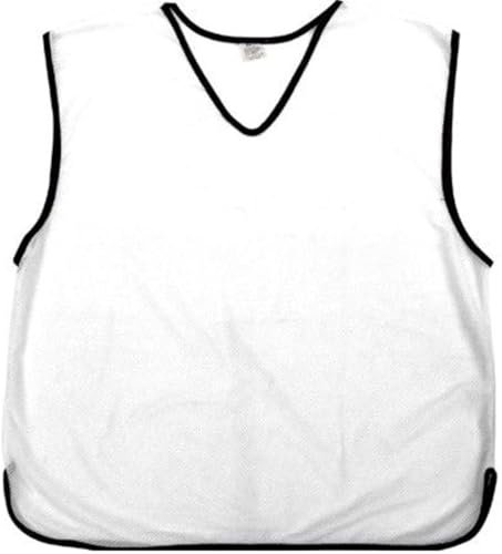 Sports Training Mesh Bibs Football Netball Rugby Hockey Cricket Scrimmage Vest Soccer Sports Club + Carry bag (Senior Adult Youth Junior & Kids) (Weiß, XXL - Fit 52 Chest)