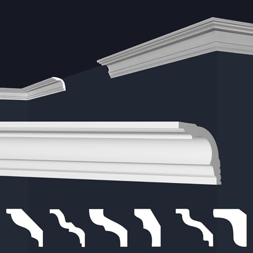 MARBET DESIGN Stuckleisten XPS Styropor weiß - Deckenleisten Deckenabschlussleisten E-Leisten - (2 Meter / 1 Leiste E-42)