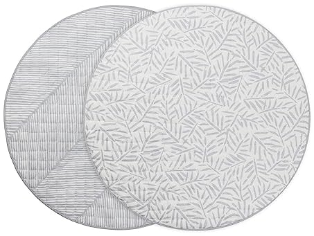 Toddlekind Krabbeldecke für Babys, Blattmuster, handgenäht, Baby-Spielmatte aus Bio-Baumwolle, 125 cm, Stone/Grau
