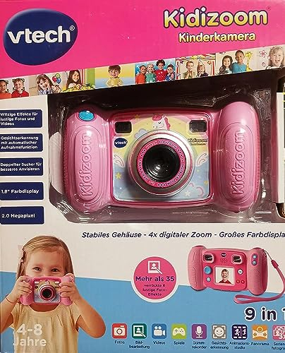 Vtech Kidizoom (Kinder Digitalkamera, 1,8 Zoll Farbdisplay, 2.0 Megapixel, 4 x digital Zoom, Robustes Gehäuse, 4 Spiele) pink