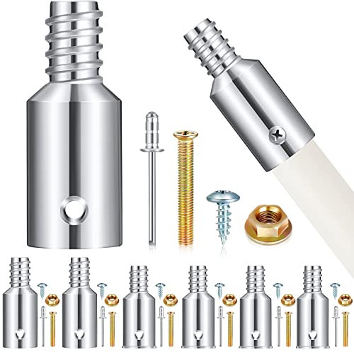Zhengmy 6 Pcs Threaded Tip Replacement, Broom Handle Threaded End, Pole Handle Replacement, Extension Pole Adapter Tips for Metal Broom(0.8 Inch, 0.87 Inch, 1 Inch)