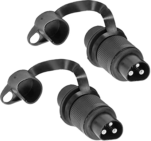 AGRISHOP 2 pièce Fiche Remorque 3broches 12v,Fiche Attelage 3 pin Mâle pour Agricole Véhicule,Voiture Porte-vélo,Prise d'attelage Male