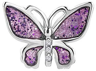FGT Charm in argento con farfalla viola per bracciali, compatibile con braccialetti Pandora, regalo per donne, ragazze, mamma, nonna, zia, sorelle, amici, Zirconia cubica, Nessuna pietra preziosa