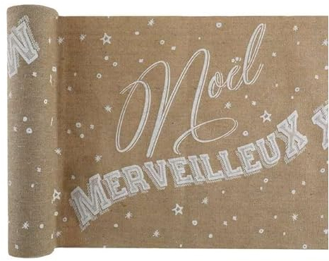 Santex - Tischläufer Weihnachten Wunderbar Farbe Natur und Weiß x 3 m