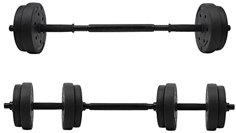 2-in-1 Hantel-Set 20 kg, Hantelset mit Verbindungsstange aus Eisen, Kurzhantel & Langhantel in einem Gerät, inkl. Hantelscheiben, Gewicht verstellbar, für Zuhause, Fitnessstudio