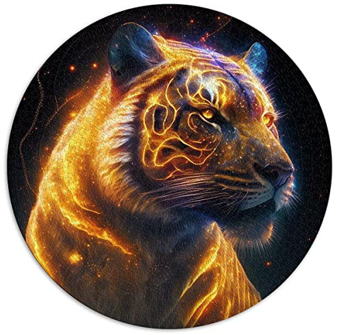 1000-teiliges Puzzle Tiger Rundpuzzle für Erwachsene und Kinder Kartonpuzzle Puzzle zum Anfassen (Größe 67,5 x 67,5 cm)