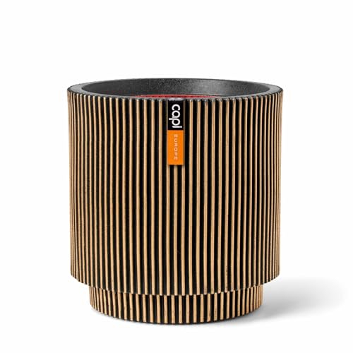 Capi Europe - Gefäß Zylinder Groove NL - 35x38 - Gold - Öffnung Ø29 - Blumentopf für den Innen- und Außeneinsatz - Bruchsicher - 100% recycelbar - KGVGB882