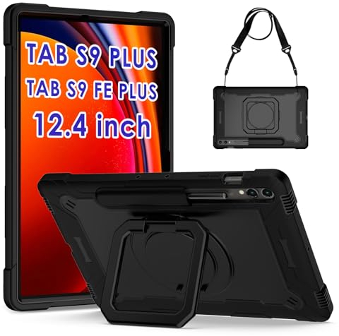 KATUMO Custodia Cover per Samsung Galaxy Tab S9 FE+ Plus/S9 Plus 12,4 Pollici 2023 con Supporto per Penna S Case Antiurto Robusta Portatile con supporto girevole a 360° per Samsung Tab 12,4''