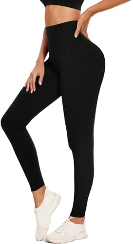 ACTINPUT Leggings Damen High Waist Sport Leggings Blickdicht Schwarz Leggins Elastisch Yogahose Sporthose Laufhose für Sport Gym Fitness(Schwarz,L-XL)