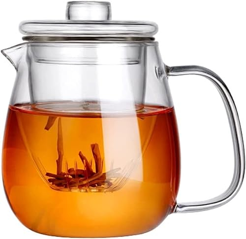 Hervidor de vidrio: vidrio colorido resistente al calor de 600 ml con filtro, tetera que se puede calentar directamente al fuego, colador, cafetera con calor, tetera (lor: 1200 ml) lor: tetera 470 ml)