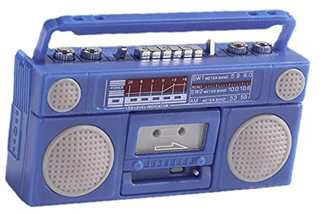 F Fityle Vintage Stil Grammophon Oder Phonographen Kassettenspieler: 12 Puppenhaus Dekoration, Vorgetäuschte Szene Möbel, Blau