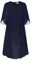 Hanna Nikole Damen Cape Partykleid Leichtes Große Größen Abendkleid für Hochzeit Dunkelblau 48 Große Größen