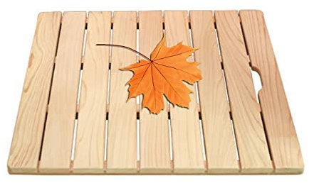 Rutschfeste Badezimmermatte aus Bambus, Duschbrett aus Holz, Badematten aus Holz, Duschmatten aus Holz für den Innen- oder Außenbereich, Duschmatte aus Holz mit Schieferplattform für den Boden, 85