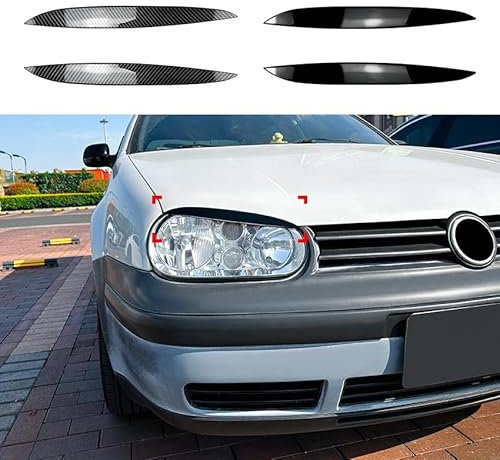 KDUSNA Scheinwerfer Augenbraue Scheinwerferblenden für VW Golf 4 MK4, Front Scheinwerfer Augenbrauen Dekorativ Cover Sticker,B Black