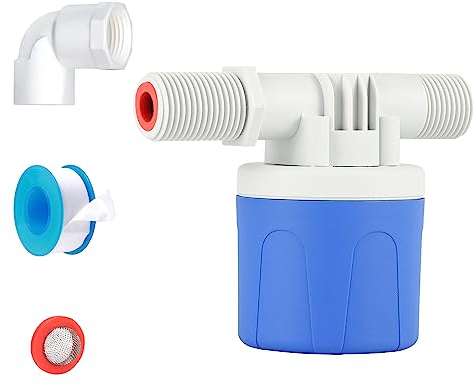 1/2 Automatisches schwimmerventil Wasserstandsregelventil,Mit Wasserhahn-Dichtungsband und Wellrohr,schwimmerventil für Ausführung Viehtanks, Aquakultur,Teich (Seitenwasseraufnahme)