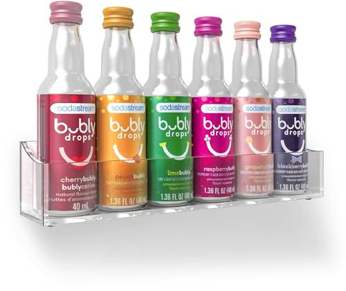 GALVANOX Support en acrylique pour SodaStream Bubly Drops – Support mural pour comptoir ou organiseur de saveurs (affichage de 6 bouteilles)