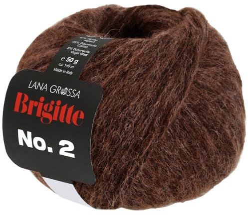 LANA GROSSA Brigitte Nr.2 | Edle Netzgarnstruktur aus Alpaka und Baumwolle | Handstrickgarn aus 47% Alpaka, 45% Baumwolle & 8% Schurwolle | 50g Wolle zum Stricken & Häkeln | 140m Garn FB 68