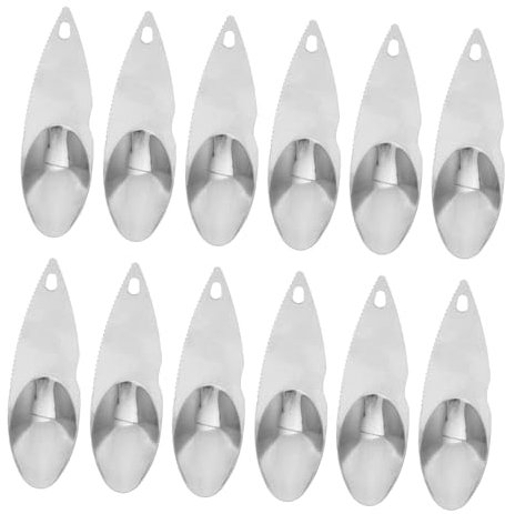 Amosfun 12 Pezzi Cucchiai Incisi in Acciaio Inossidabile Per Kiwi Cucchiai Da Rimuovere Frutta Per Sbucciare e Tagliare Kiwi Strumenti Versatili Per Anguria e Altri Frutti Uso Domestico e
