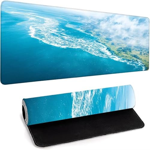 Tapis De Souris Gaming Xxl - Sous-Main Pour Clavier et Souris - Tapis De Souris Esports - Base en Caoutchouc Antidérapant - Grand Tapis De Souris Couverture Complète 1200 x 600 x 3mm Bleu Océan 4-1