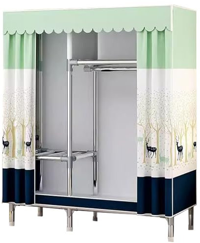Tragbarer Kleiderschrank-Organizer mit Abdeckung und Türen, hängende Kleiderregale für Schlafsaal, 124,5 cm