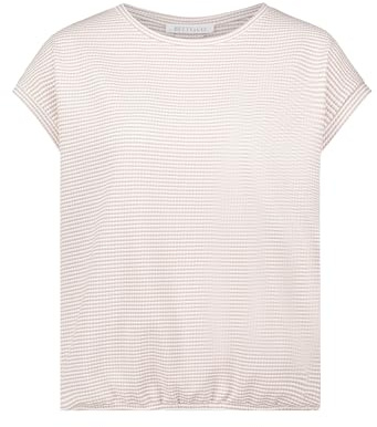 Betty & Co Damen Casual-Shirt mit Gummizug XL, Weiß/Taupe