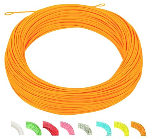 Maimumcatch Bestpreis Fliegenfischen Schnur, Schwimmende Fliegenschnur&Fliegenschnur Combo mit Backing Vorfach und Tippet (1F/2F/3F/4F/5F/6F/7F/8F/9F/10F) (Orange mit Schlaufen, WF3F)