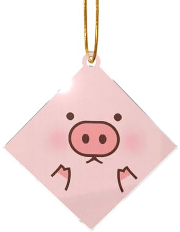 YFSGDLBN Niedlicher Schwein-bedruckter Acryl-Weihnachtsanhänger