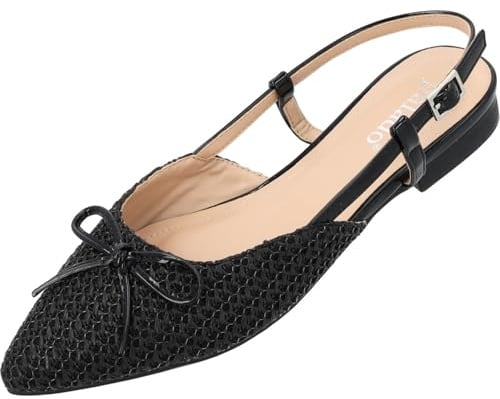 Palado Slingback-Ballerina Damen Yvnee - elegante Slipper mit verspielten Schleifendetails - modische Sommerschuhe - ideal für stilvolle Anlässe Schwarz UK7 - EU40