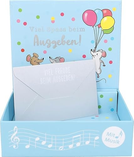 Depesche 10871-029 Wunscherfüller Soundbox zum Verschenken von Geld und Gutscheinen, mit Melodie und Geldbrief, ca. 11,2 x 9,5 x 3,5 cm