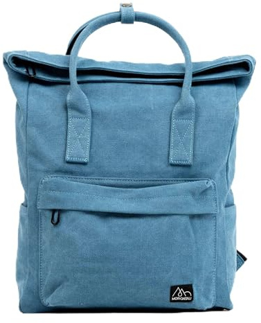 MORGNTAU Canvas-Rucksack Kolibri/Alltagsbegleiter mit 20l Volumen/Fächervielfalt/Rolltop – Blau