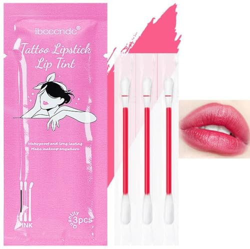 3pcs Cotton Swab Lip Gloss,Lip Plumper,Lip Stain,Liquid Lip Tint,Lip Tatt/oo Liquid,Portable Tinted Lip Balm,Lip Stain Long Lasting,Lip Oil,Lip Glow Oil,Lip Plumper Gloss,Waterproof Lipgloss (Pink)