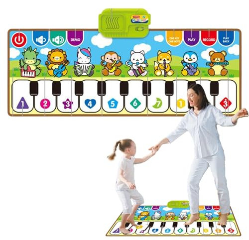 Interactive Piano Mat for Kids, Floor Musical Play Carpet with Instrument Effects, Electronic Mat for Boys and Girls, Developmental Toy for Kindergarten, Travel, and Playtime Fun