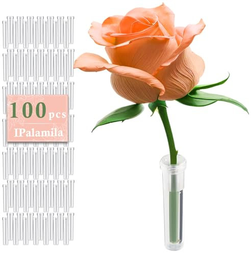 iPalamila 100 Stuck Reagenzgläser für Blumen Transparent Blumenröhrchen KunststoffOrchideenröhrchen mit Deckel 7cmx1.8cm Blumen Wasserrohrchen furBlumenarrangements ableger Pflanzen Glas