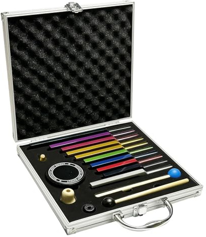 Solfeggio 10-Piece Tuning Fork Set, Coloured Aluminium with Activator, 2 Rubber Hammers, 3 Holders, Cleaning Cloth & Box, for Home Meditation, Yoga & Sound Therapy at Home