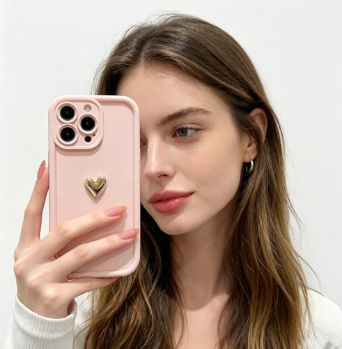 hdqICase Kompatibel mit Xiaomi Redmi A1/Redmi A2 Goldene galvanisierte | 3D-Herz Handyhülle, Mattes TPU Vollschutz Softcase