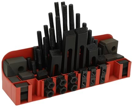 Levkitch 58Pcs T-Slot Clamping Kit,75-200mm Double-end Bolts | M12 Hold Down Clamp Clamping Set Kit,Milling Clamping Kit with Storage Box for Lathe Milling Machine